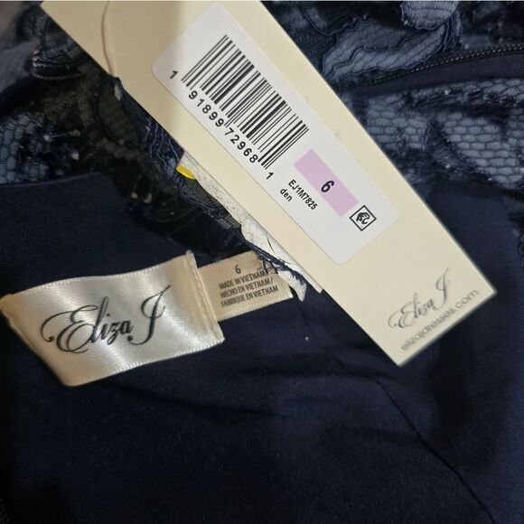 Eliza J Embroidered Lace Overlay Cocktail Dress NWT size 6 Slate Blue - Picture 5 of 5